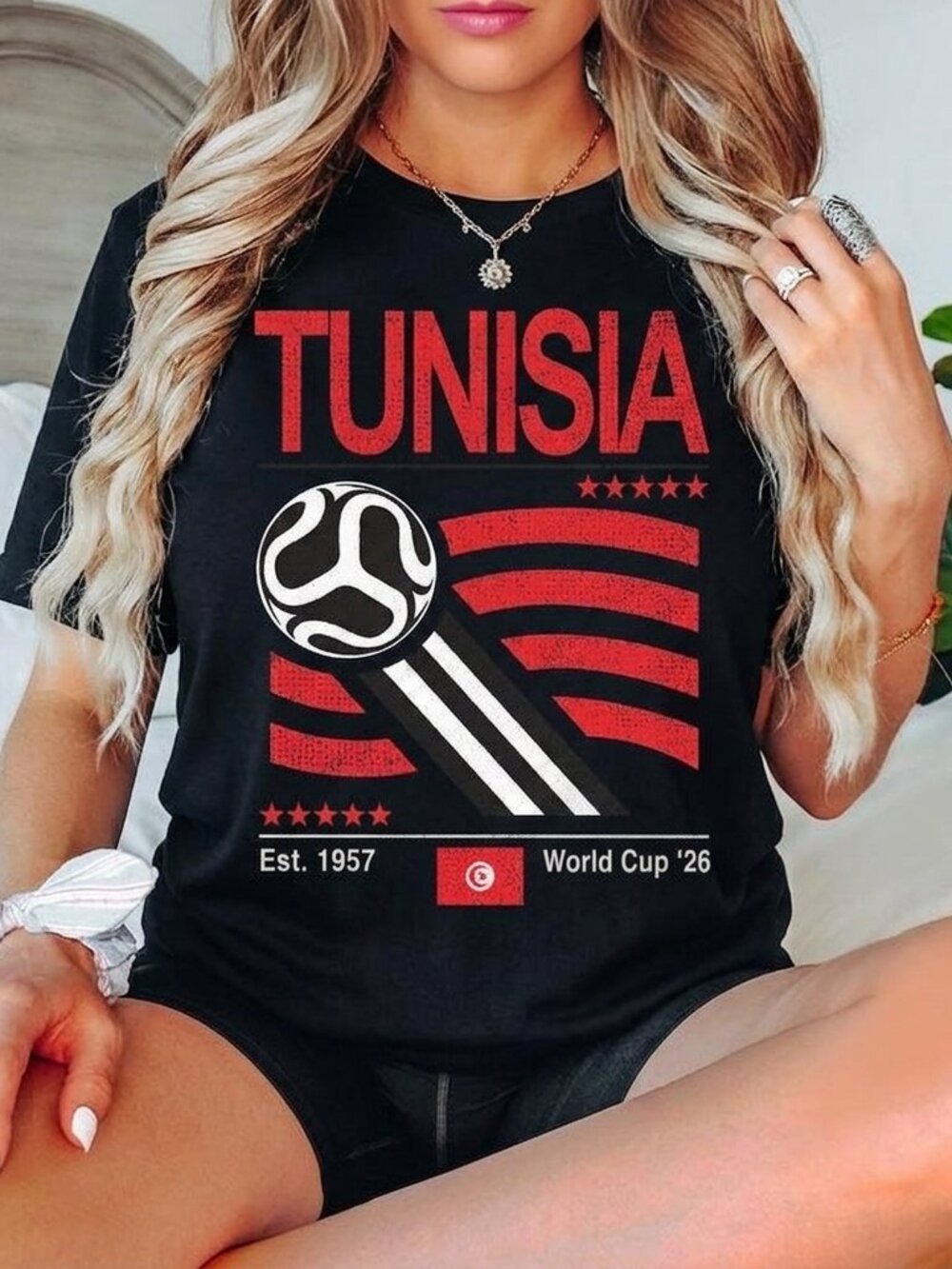 Vintage Tunisia Soccer Tee, Retro 90s Football Fan Graphic Shirt